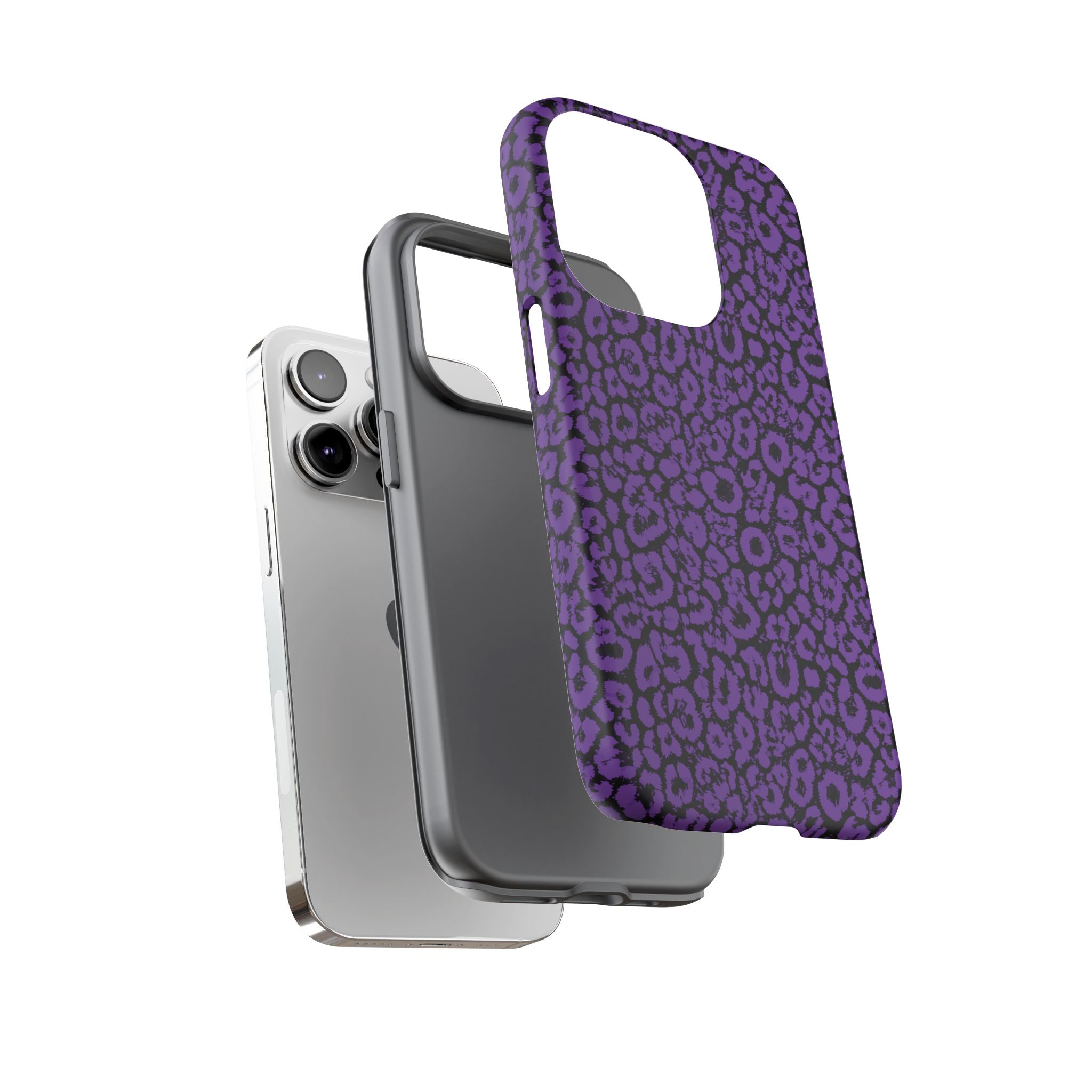 Purple Leopard Tough Case for iPhone, Galaxy or Google Pixel