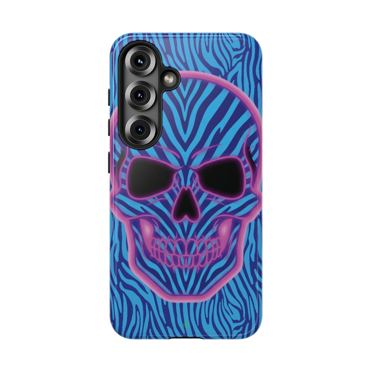 Neon Zebra Skull Tough Phone Case for iPhone, Galaxy, or Google Pixel