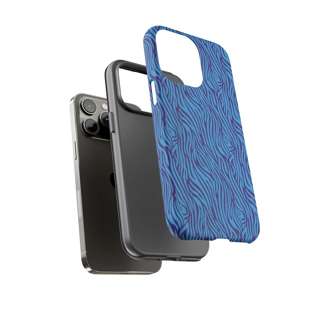 Zebra Print Blue and Purple Tough Case for iPhone, Galaxy or Google Pixel