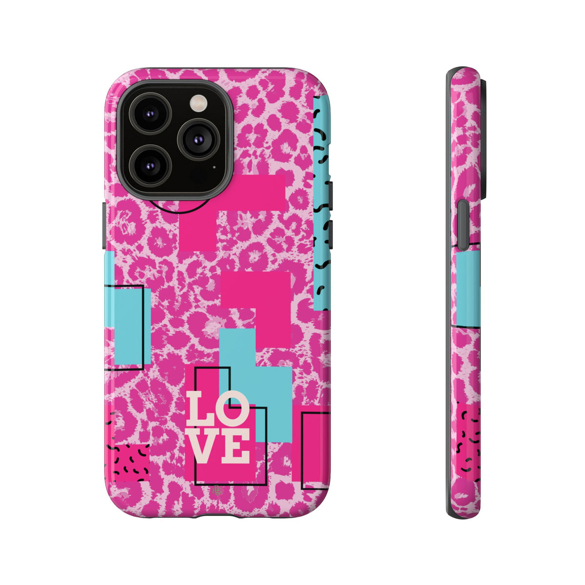 Retro Love Pink Leopard RG Tough Phone Case for iPhone, Galaxy, or Google Pixel