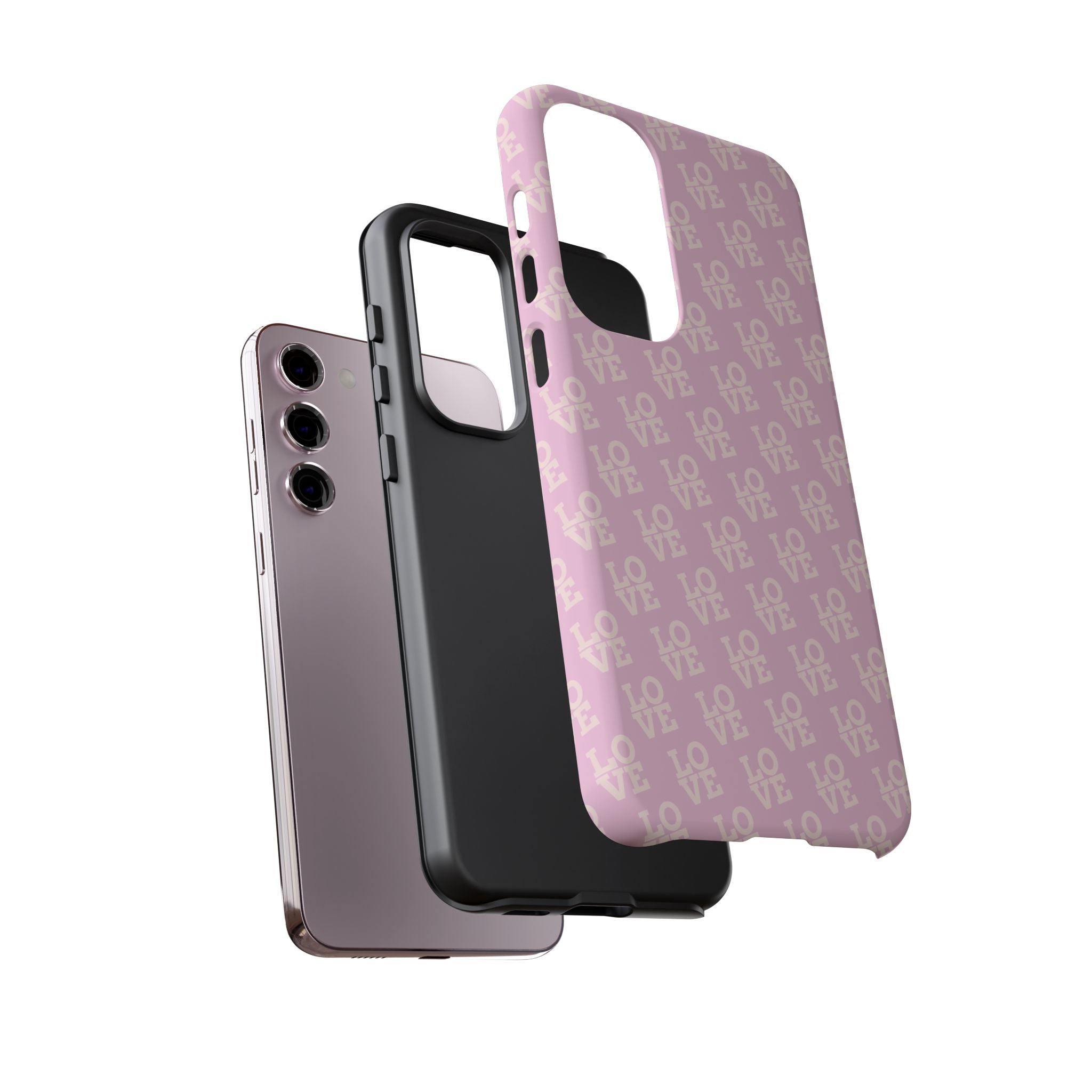 LOVE Pink Tough Phone Case for iPhone, Galaxy, or Google Pixel