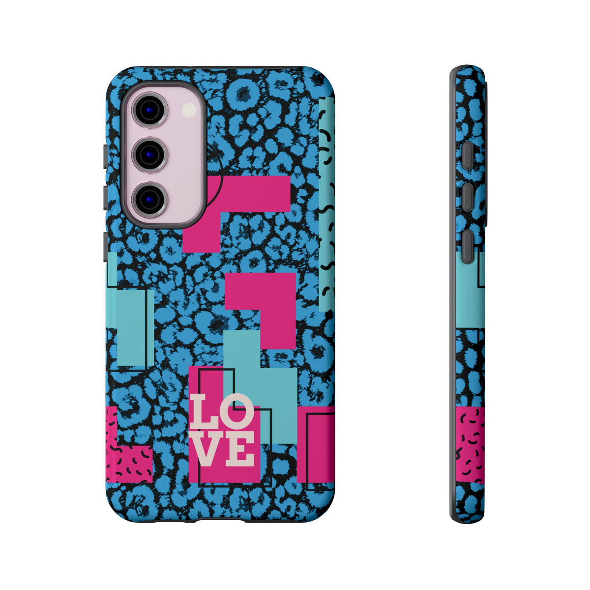 LOVE Blue Leopard 80s Vibe Tough Case for iPhone, Galaxy, or Google Pixel