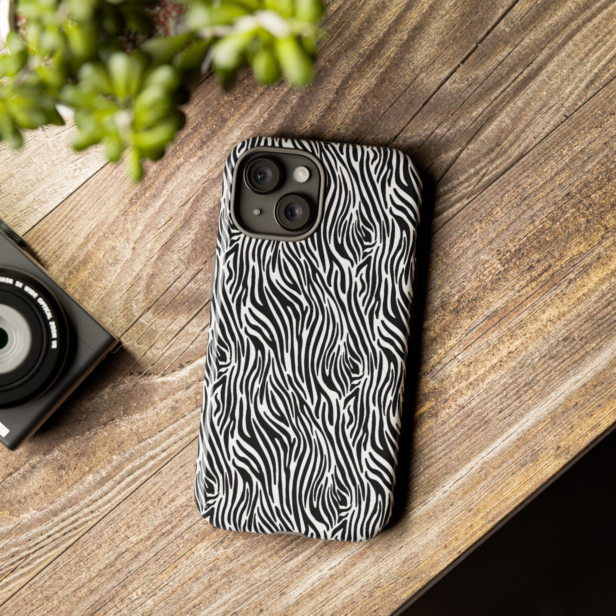 Black and White Zebra Print Tough Case iPhone, Galaxy and Google Pixel