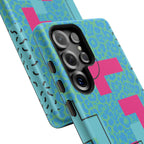 LOVE Aqua Blue Leopard RG Tough Phone Case iPhone, Galaxy, or Google Pixel