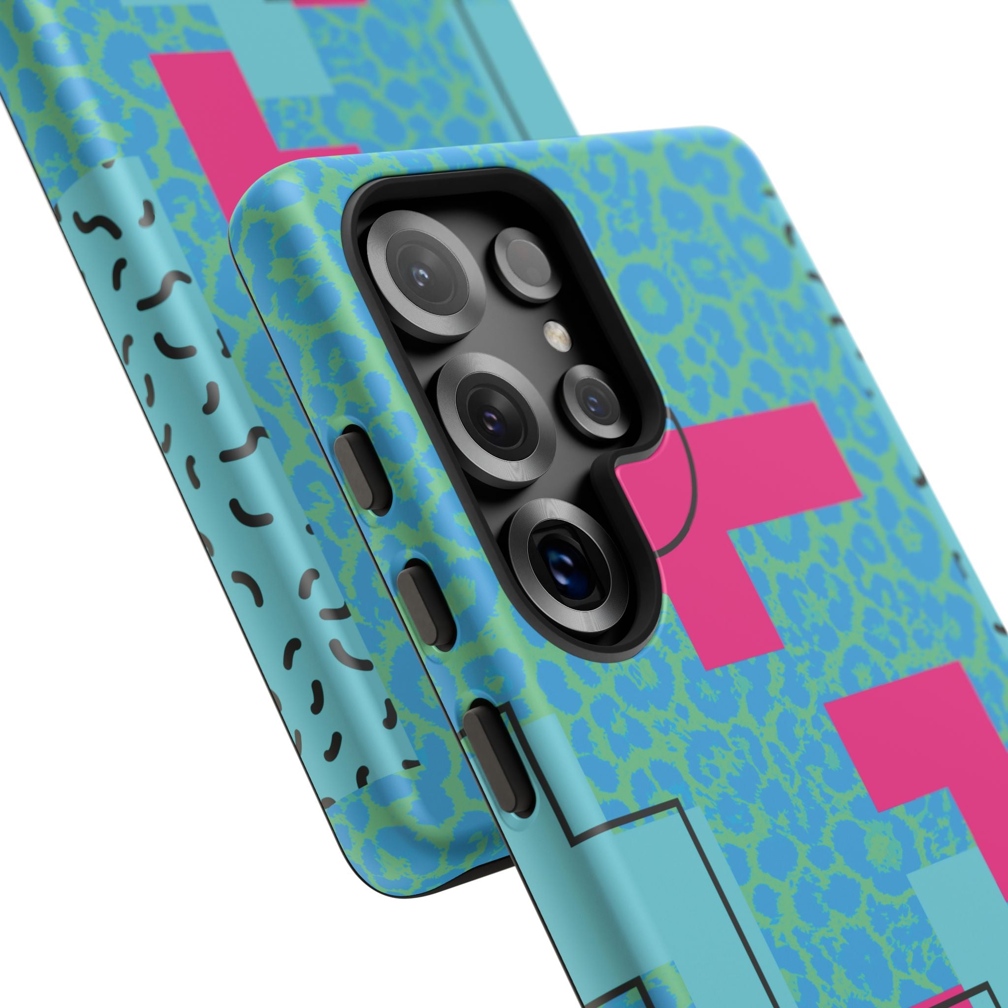 LOVE Aqua Blue Leopard RG Tough Phone Case iPhone, Galaxy, or Google Pixel