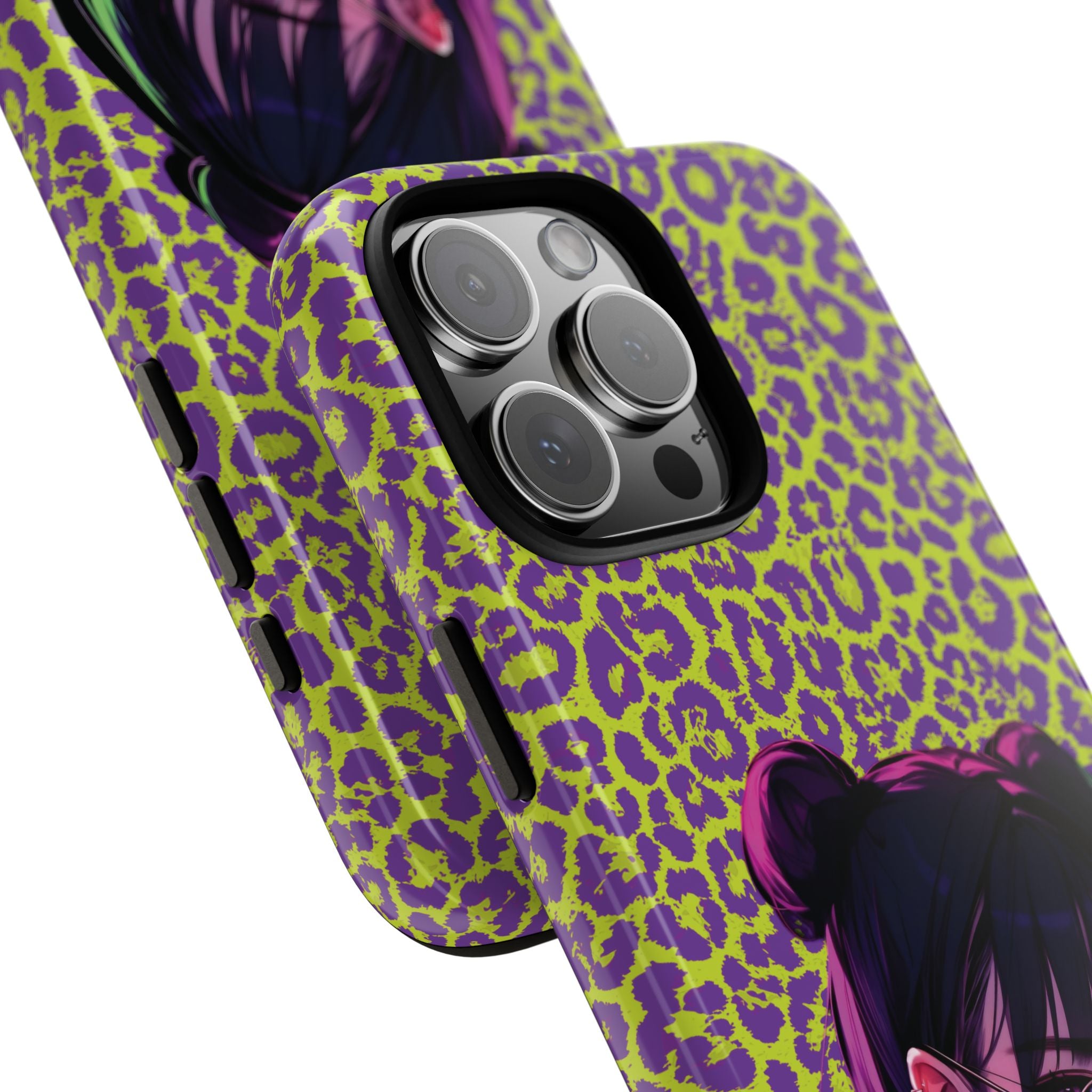 Purple Neon Lime Leopard Kz Tough Case for iPhone, Galaxy, or Google Pixel