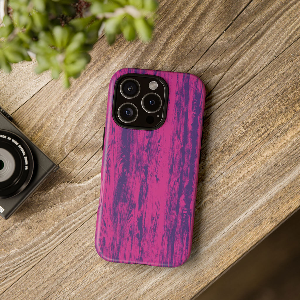 Pink Purple Wood Tough Phone Case iPhone, Galaxy, or Google Pixel