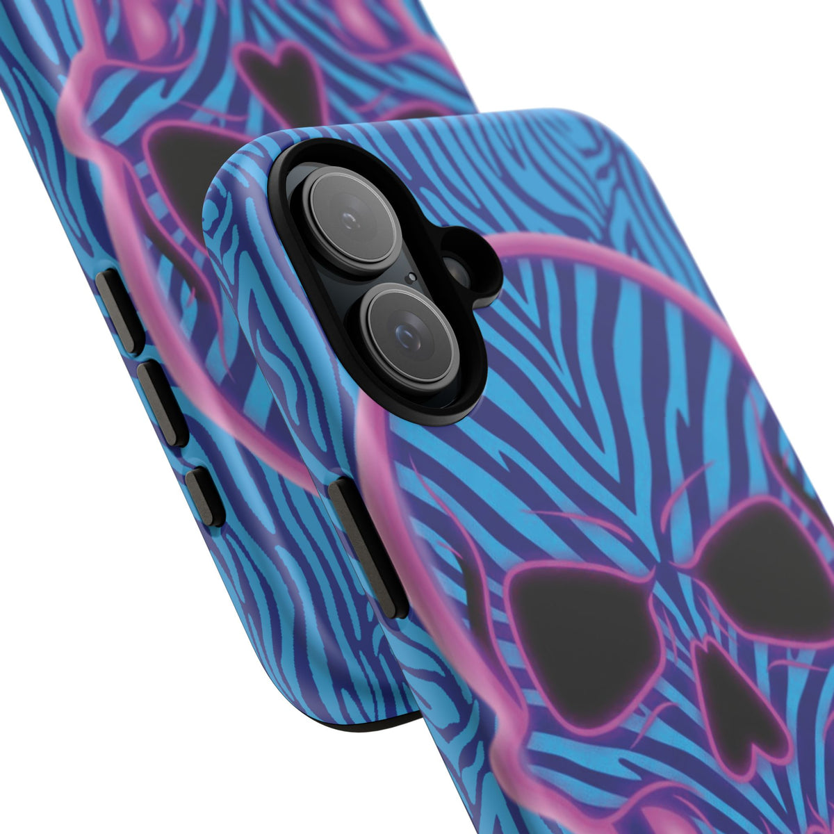 Neon Zebra Skull Tough Phone Case for iPhone, Galaxy, or Google Pixel