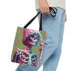 Skeleton Neon Pink Lime Leopard Tote Bag