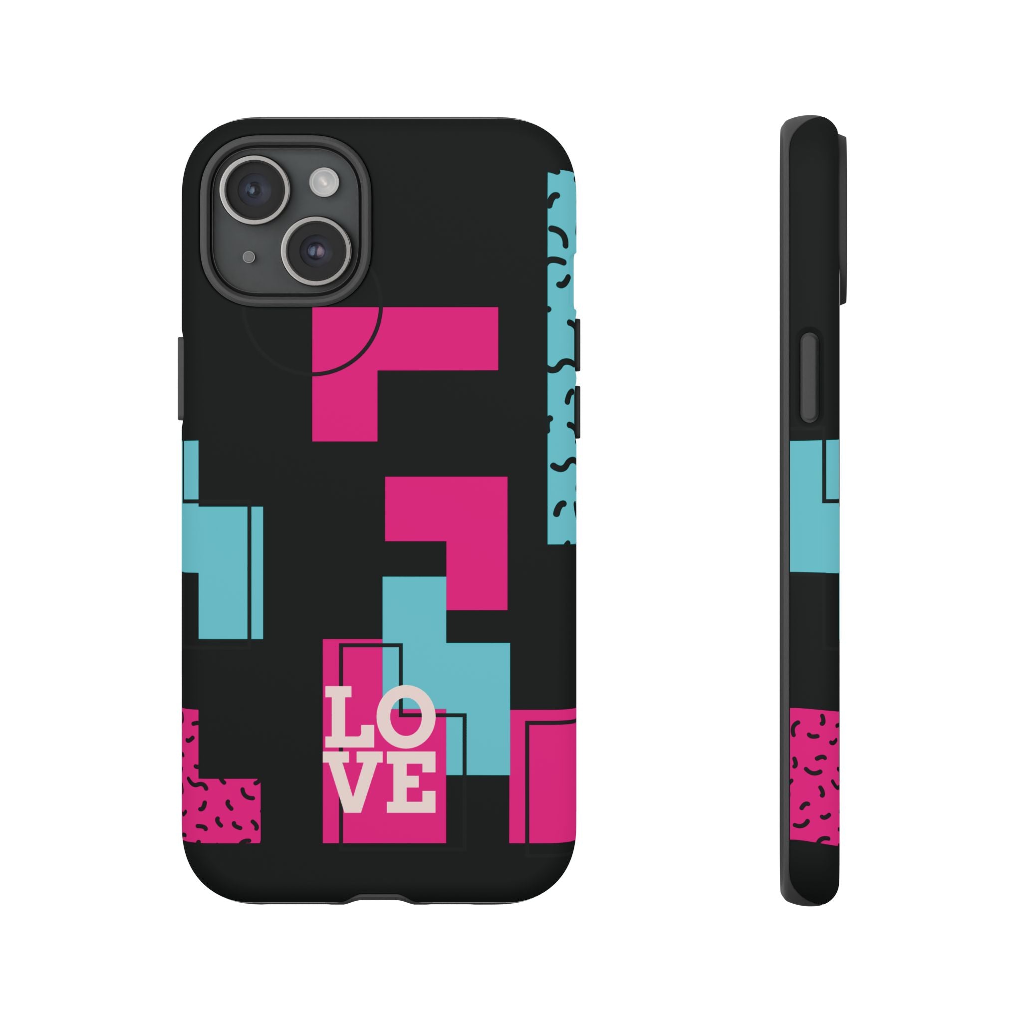 Retro Blocks LOVE Tough Case for iPhone, Galaxy or Google Pixel