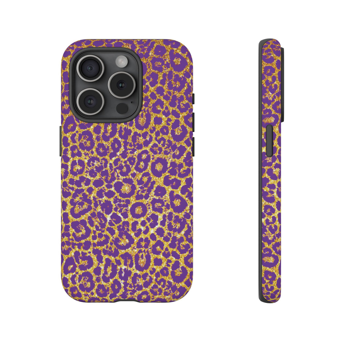 Purple Gold Leopard Tough Phone Case for iPhone, Galaxy, or Google Pixel