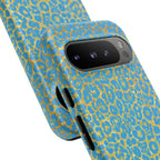 Blue Gold Leopard Tough Phone Case for iPhone, Galaxy, or Google Pixel