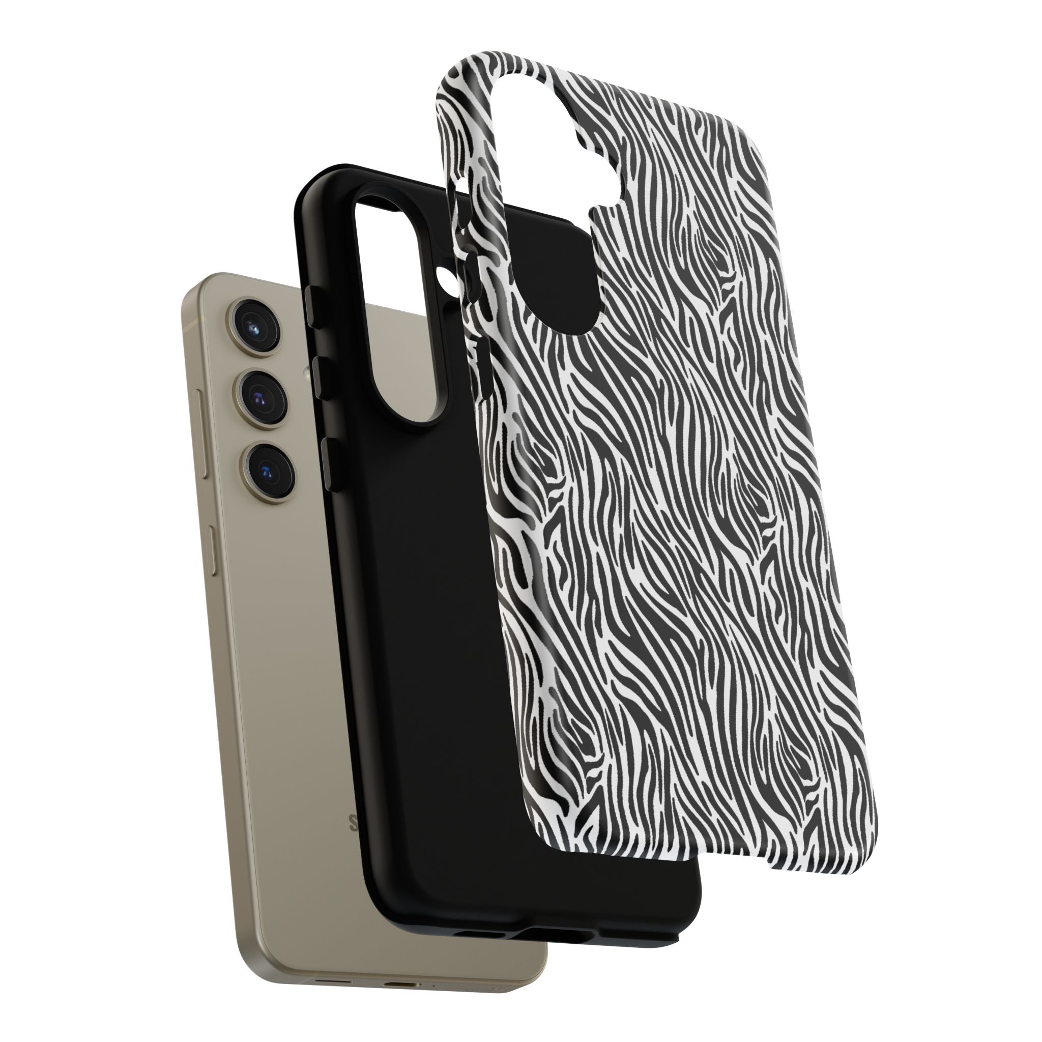 Black and White Zebra Print Tough Case iPhone, Galaxy and Google Pixel
