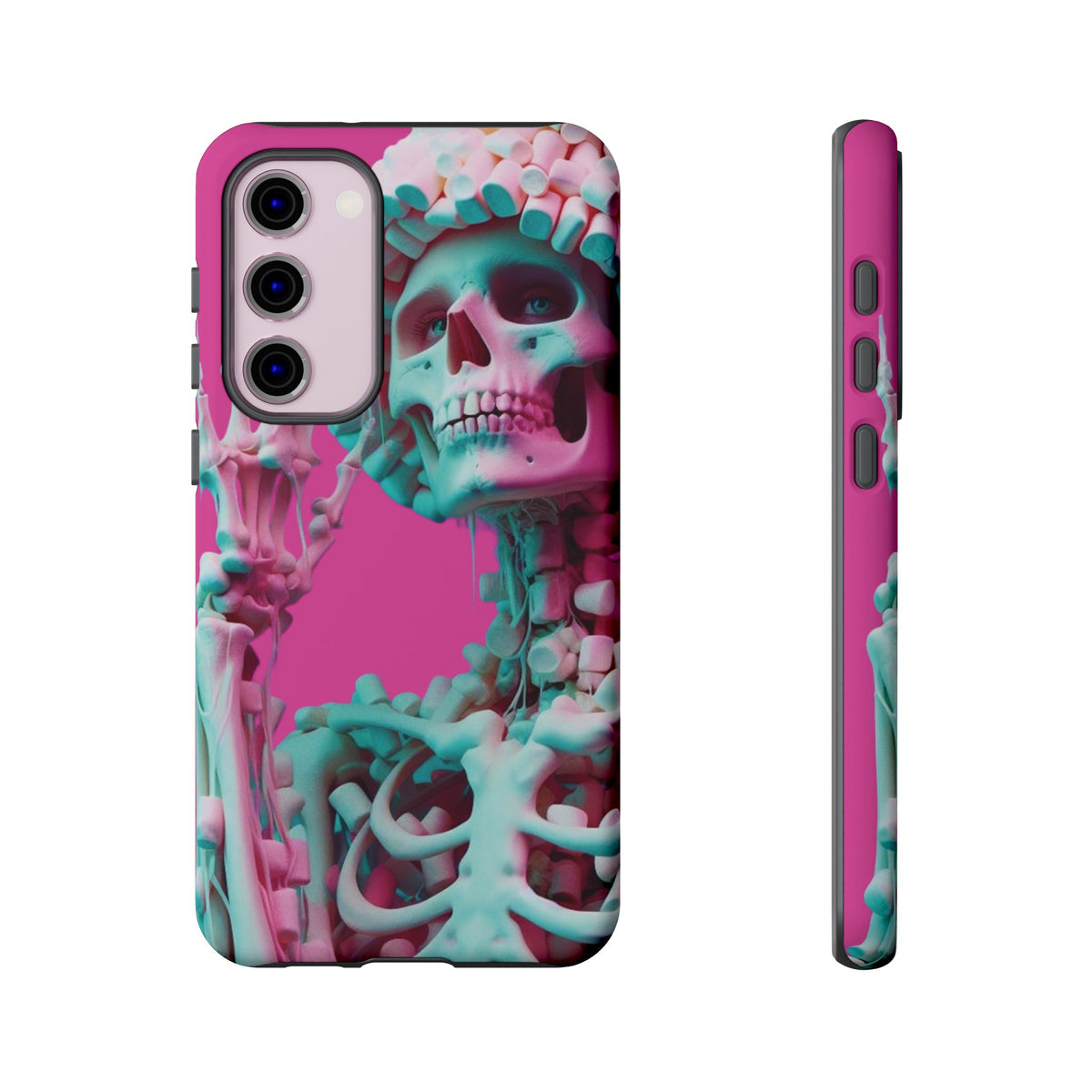 Neon Pink Skeleton Tough Phone Case for iPhone, Galaxy and Google Pixel
