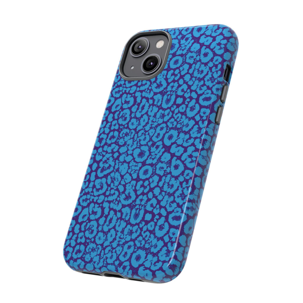 Blue Purple Leopard Tough Phone Case iPhone, Galaxy, or Google Pixel