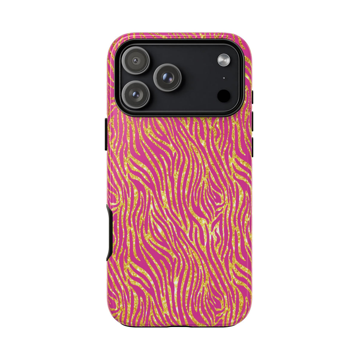 Pink Gold Zebra Print Tough Case for iPhone, Galaxy, or Google Pixel