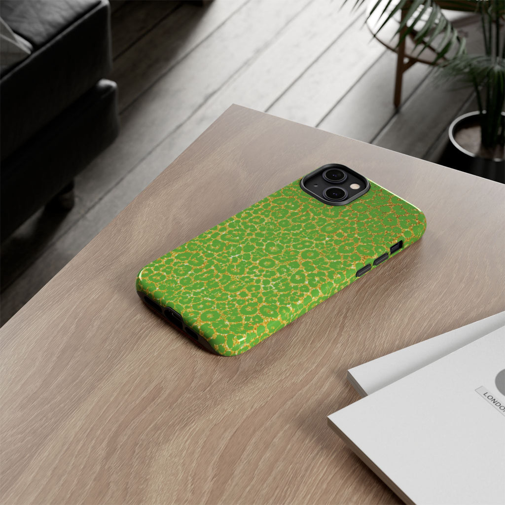 Neon Green Gold Leopard Tough Phone Case iPhone, Galaxy, or Google Pixel