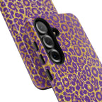 Purple Gold Leopard Tough Phone Case for iPhone, Galaxy, or Google Pixel