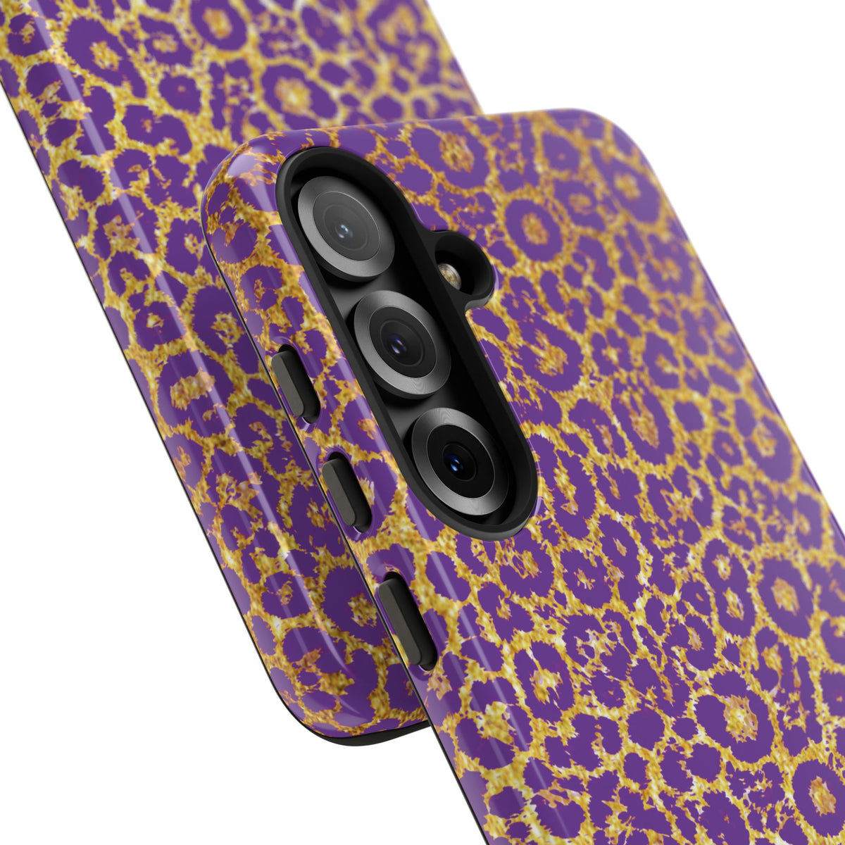 Purple Gold Leopard Tough Phone Case for iPhone, Galaxy, or Google Pixel