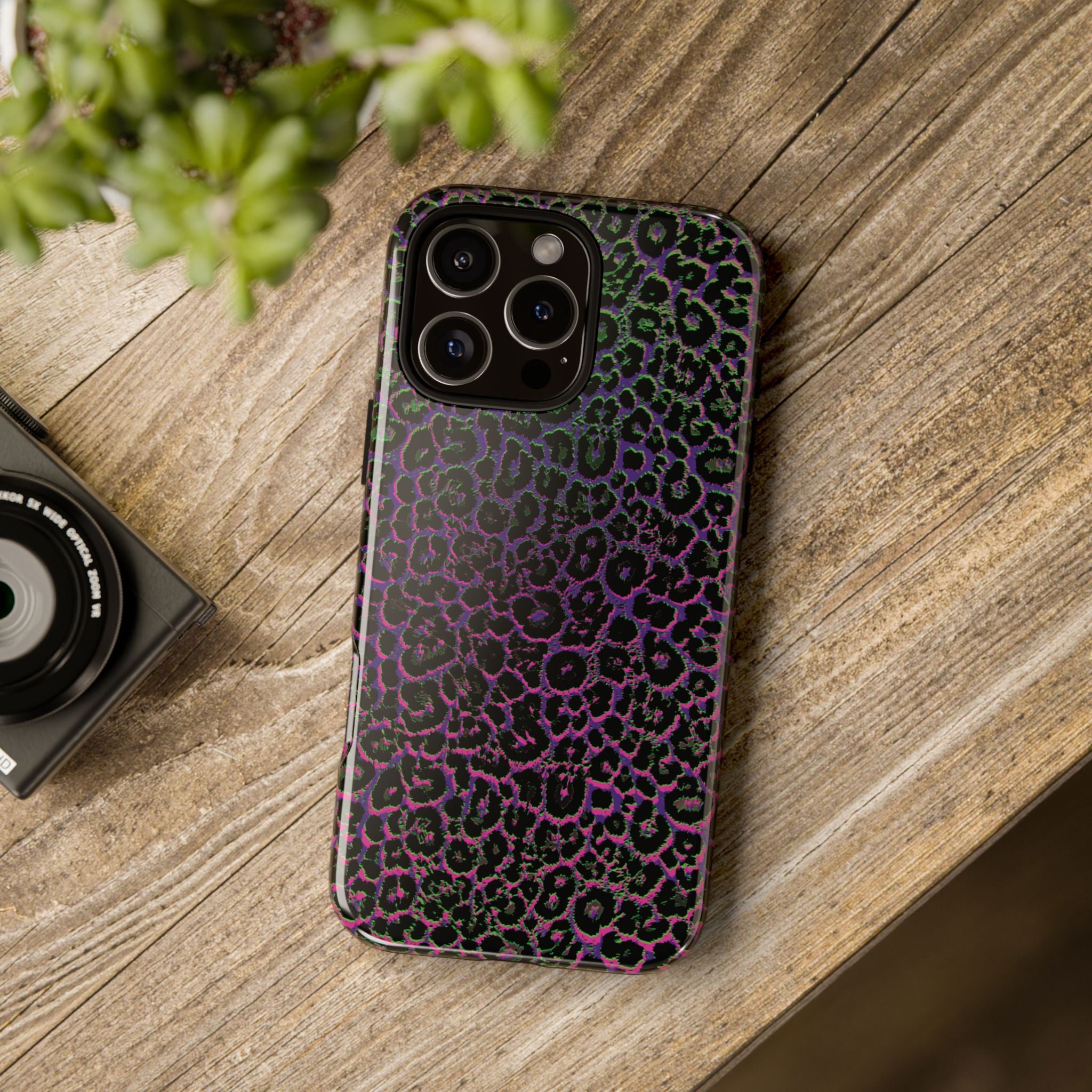 Colorful Leopard Tough Phone Case for iPhone, Galaxy, or Google Pixel