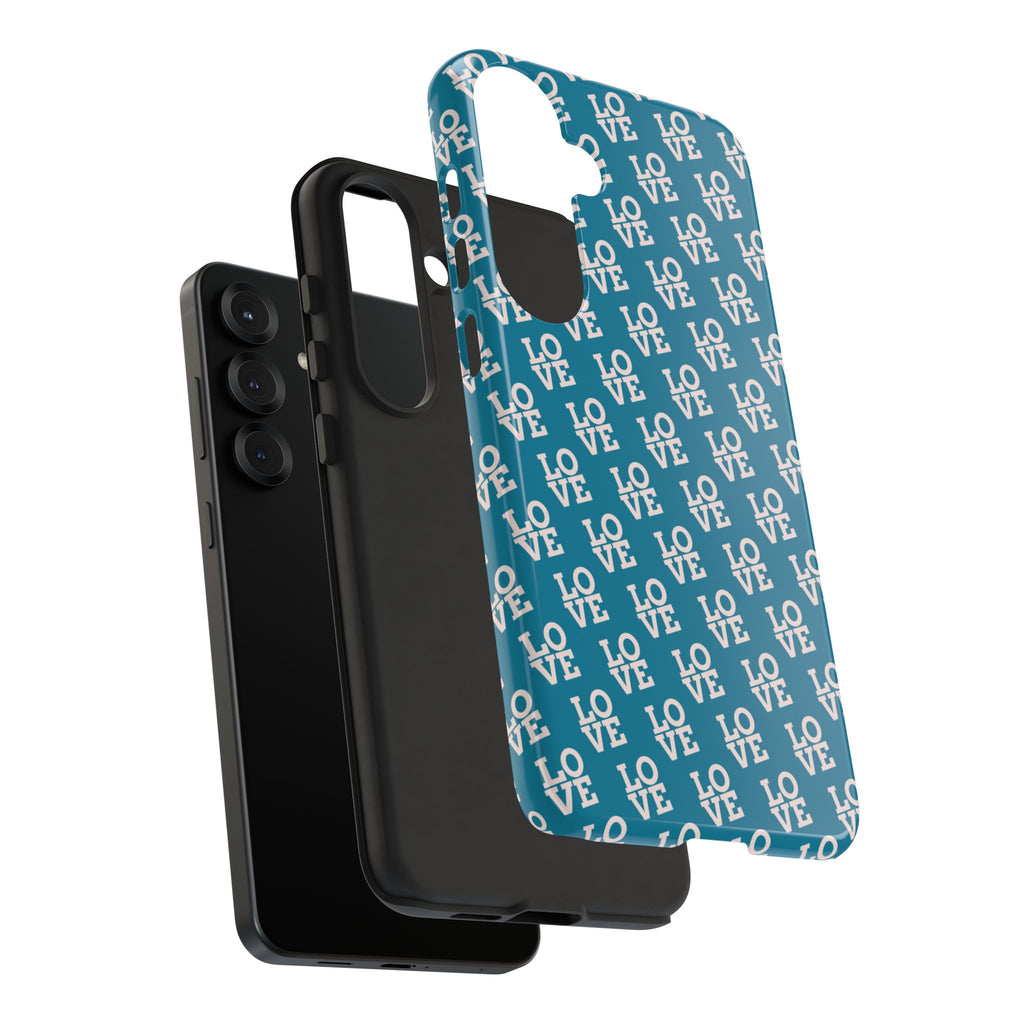 LOVE Teal Green Tough Phone Case iPhone, Galaxy, or Google Pixel