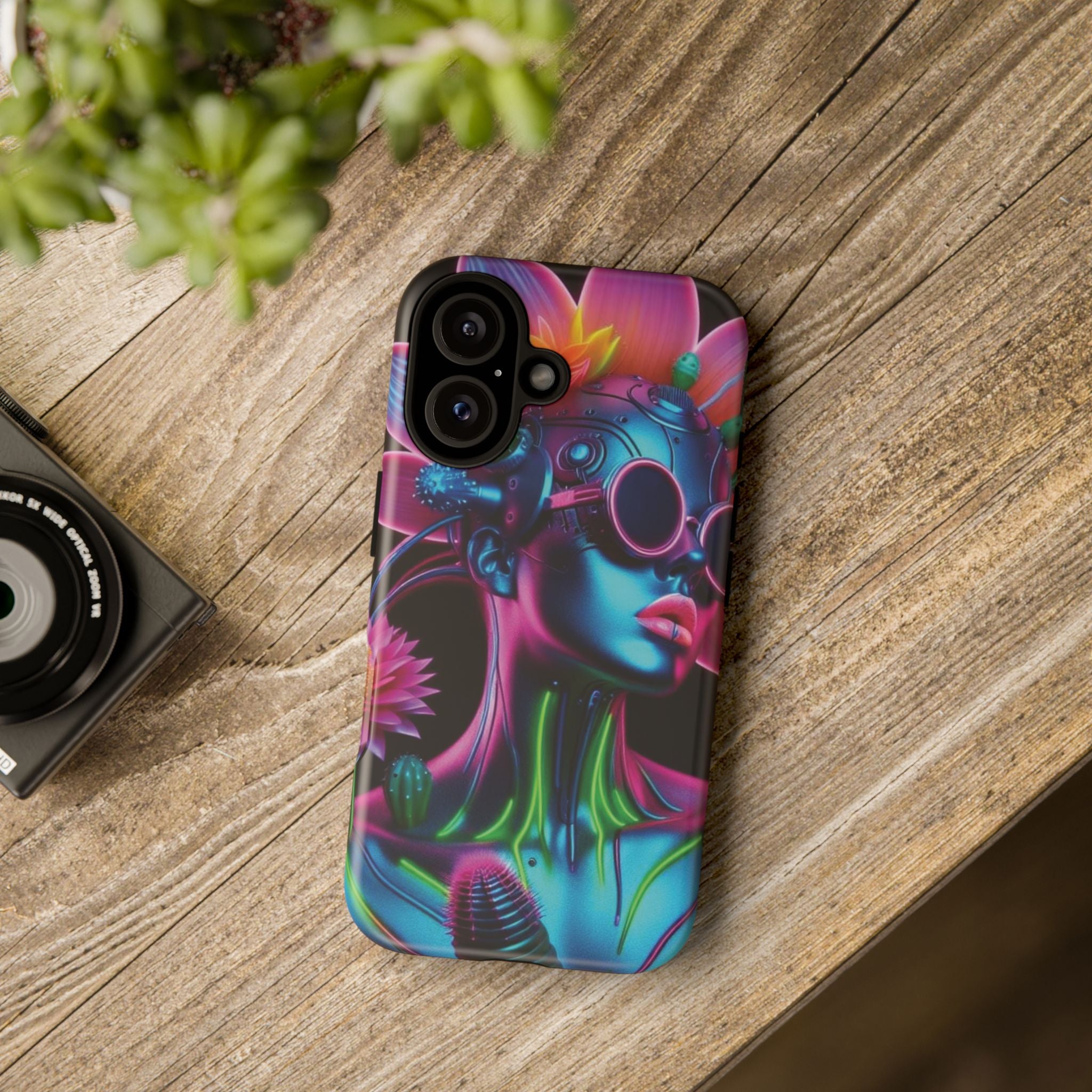 Neon Androgen Cactus Flower Tough Phone Case for iPhone, Galaxy, or Google Pixel