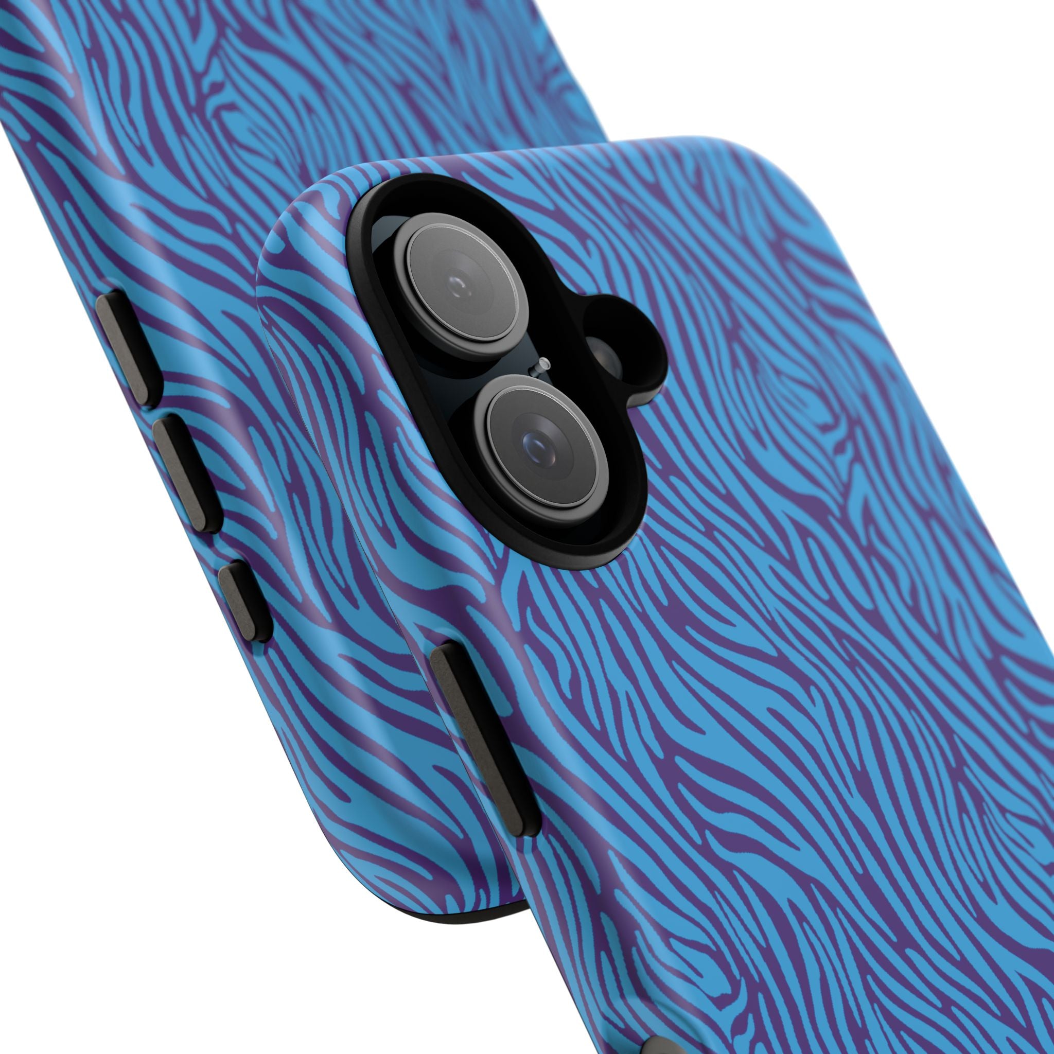 Zebra Print Blue and Purple Tough Case for iPhone, Galaxy or Google Pixel