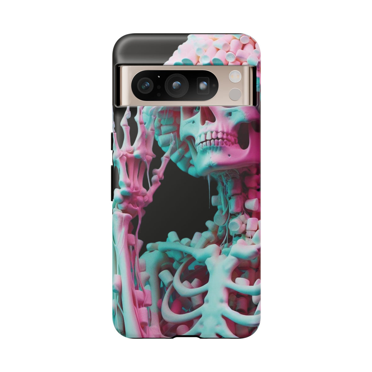 Neon Pink Skeleton (Black) Tough Phone Case for iPhone, Galaxy, or Google Pixel