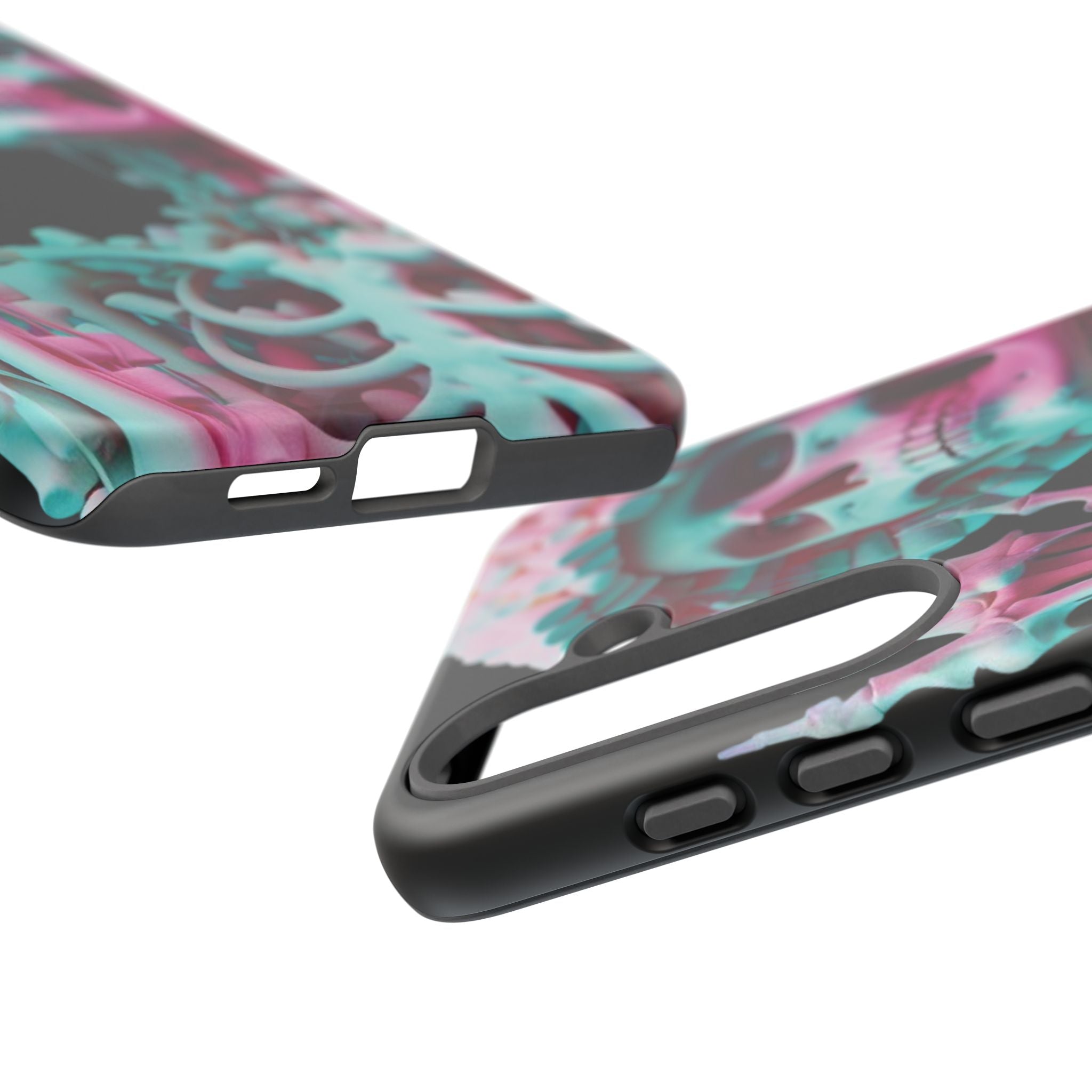 Neon Pink Skeleton (Black) Tough Phone Case for iPhone, Galaxy, or Google Pixel