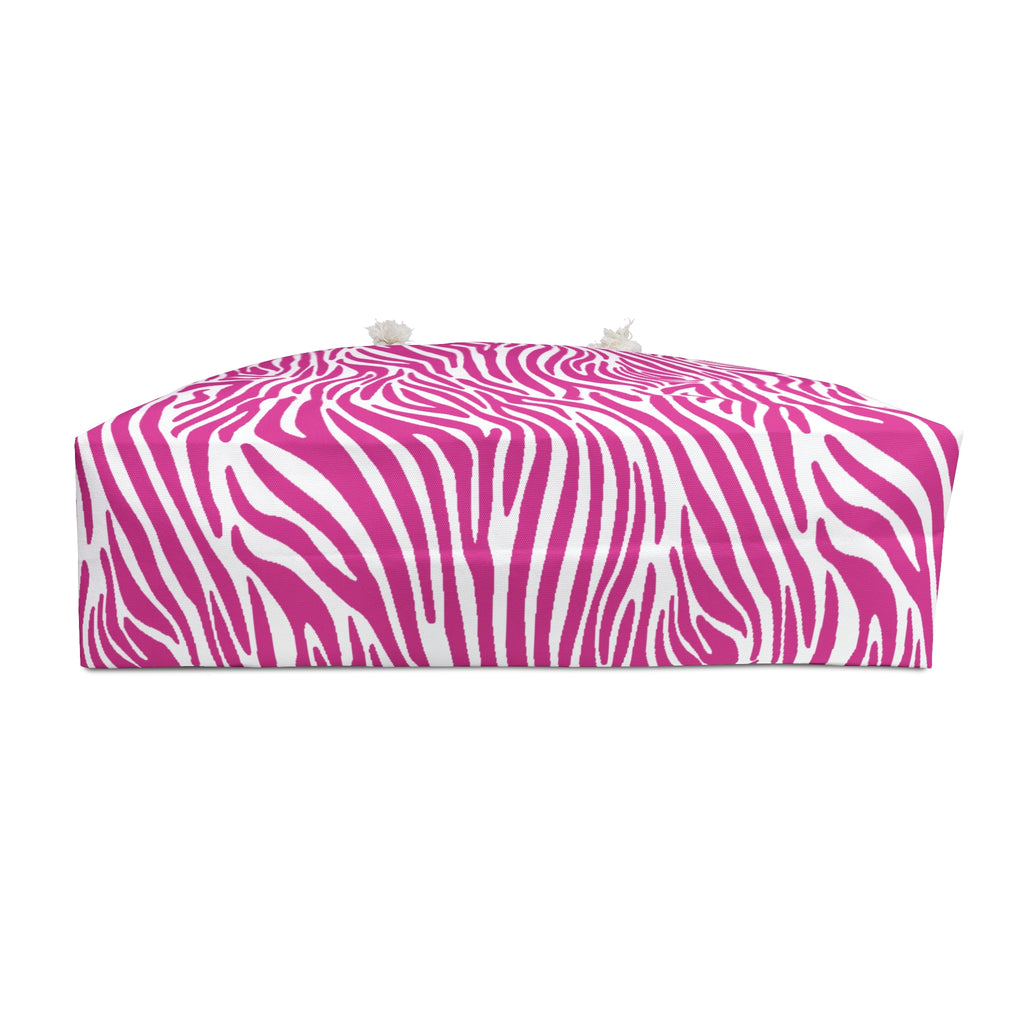 Pink Zebra Eco Friendly Weekender Bag, Travel Tote, Beach Bag