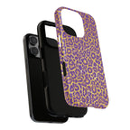 Purple Gold Leopard Tough Phone Case for iPhone, Galaxy, or Google Pixel