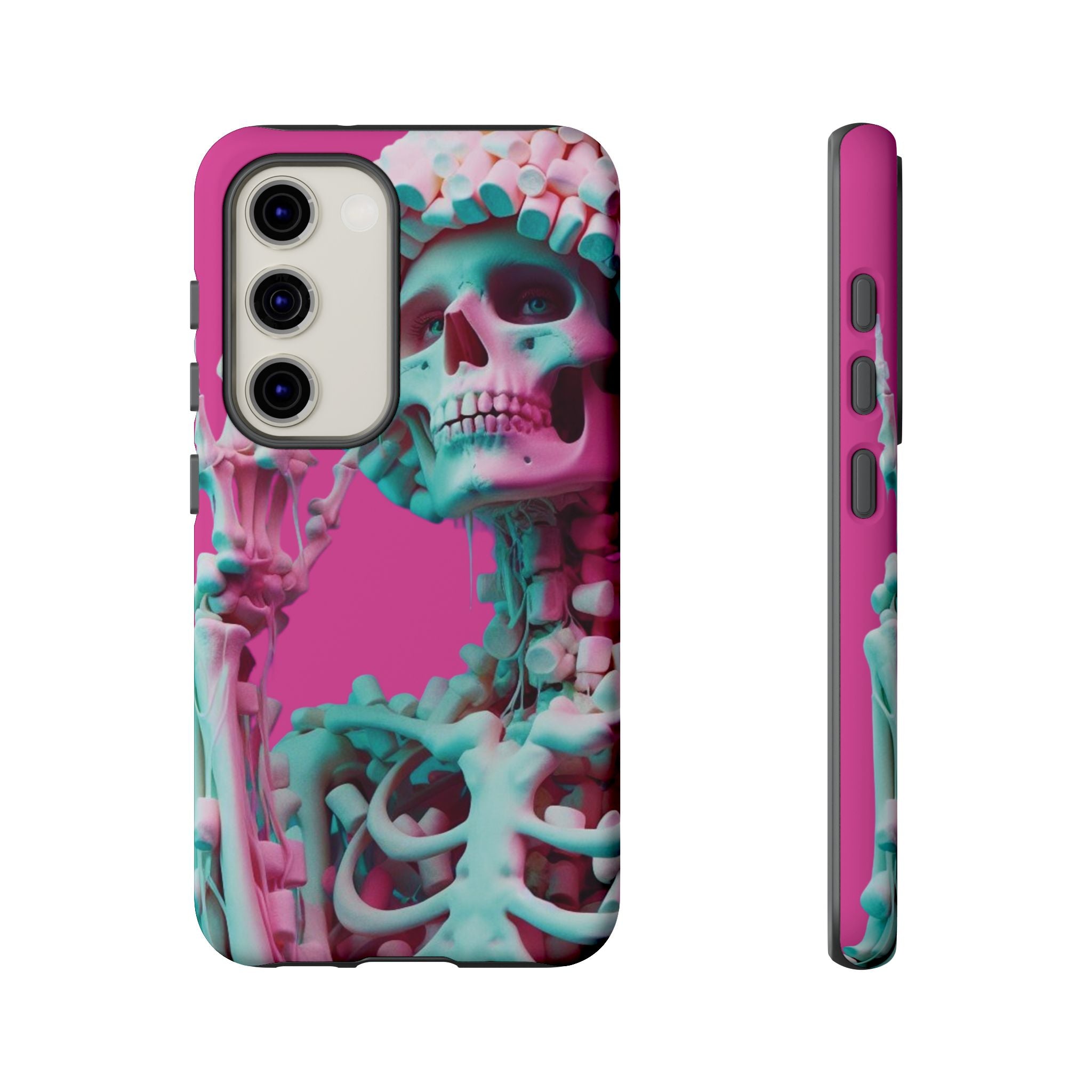 Neon Pink Skeleton Tough Phone Case for iPhone, Galaxy and Google Pixel