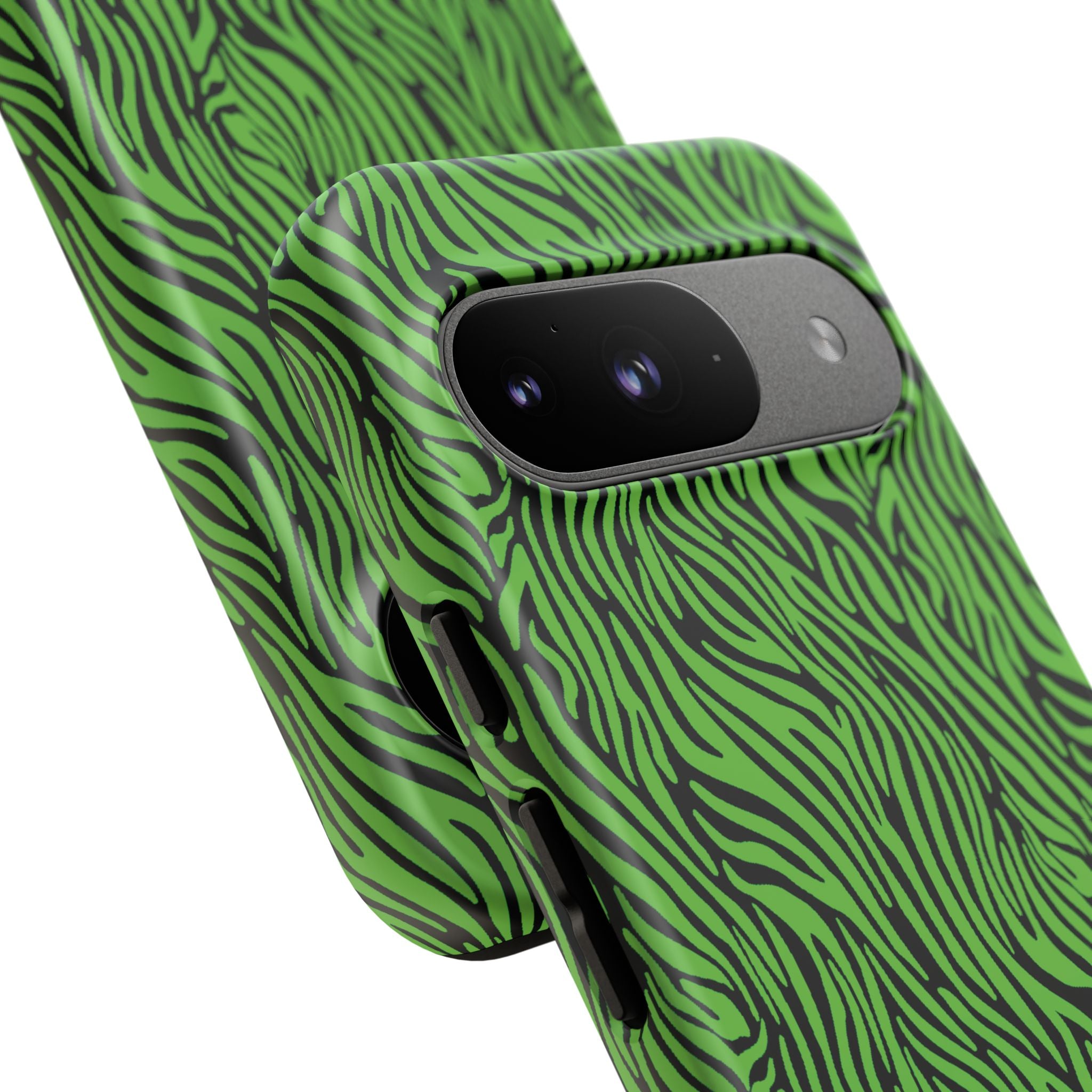 Neon Green Zebra Tough Phone Case iPhone, Galaxy, or Google Pixel
