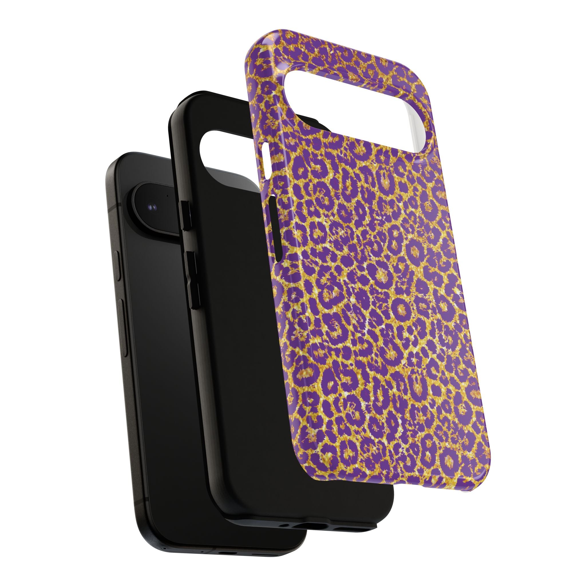 Purple Gold Leopard Tough Phone Case for iPhone, Galaxy, or Google Pixel