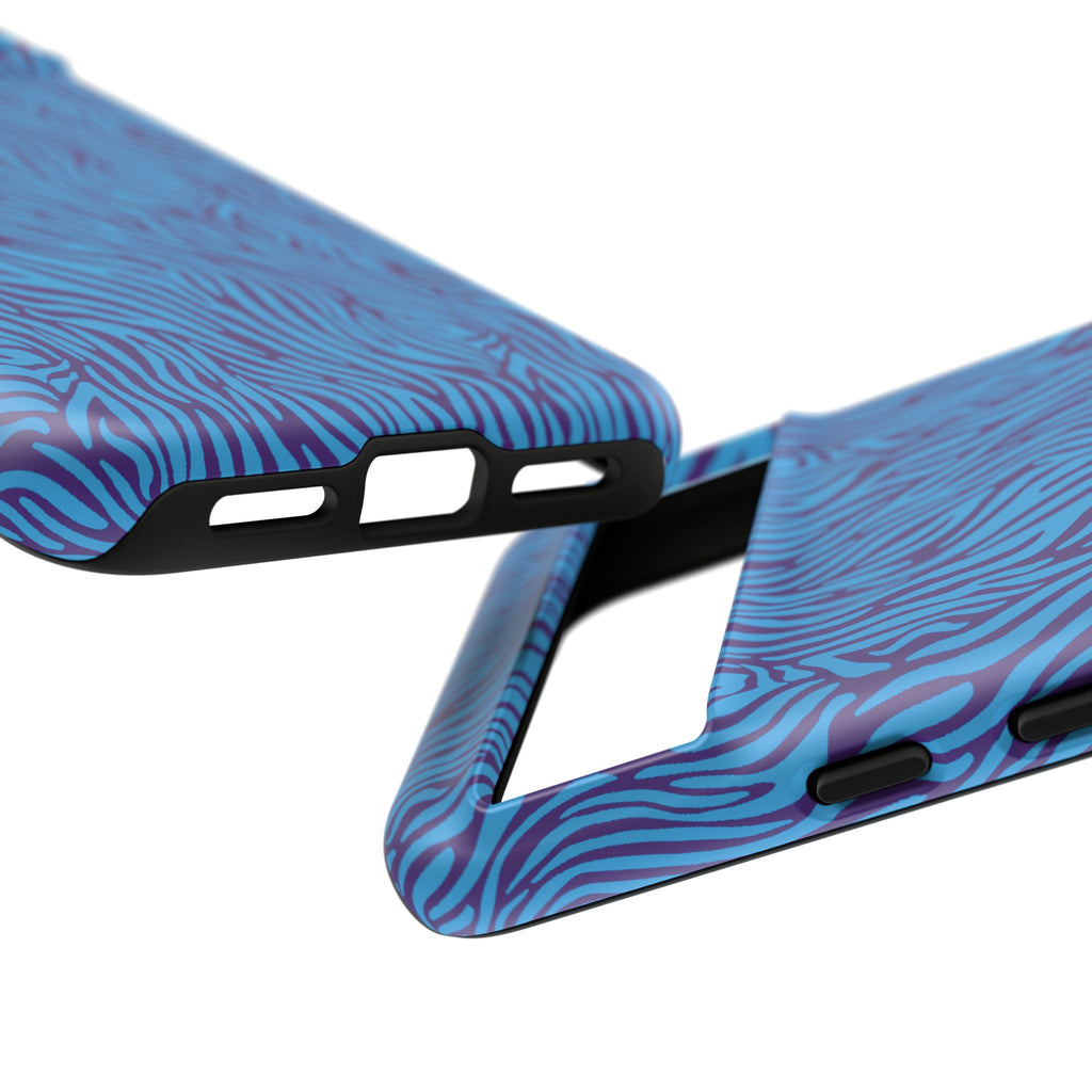 Zebra Print Blue and Purple Tough Case for iPhone, Galaxy or Google Pixel