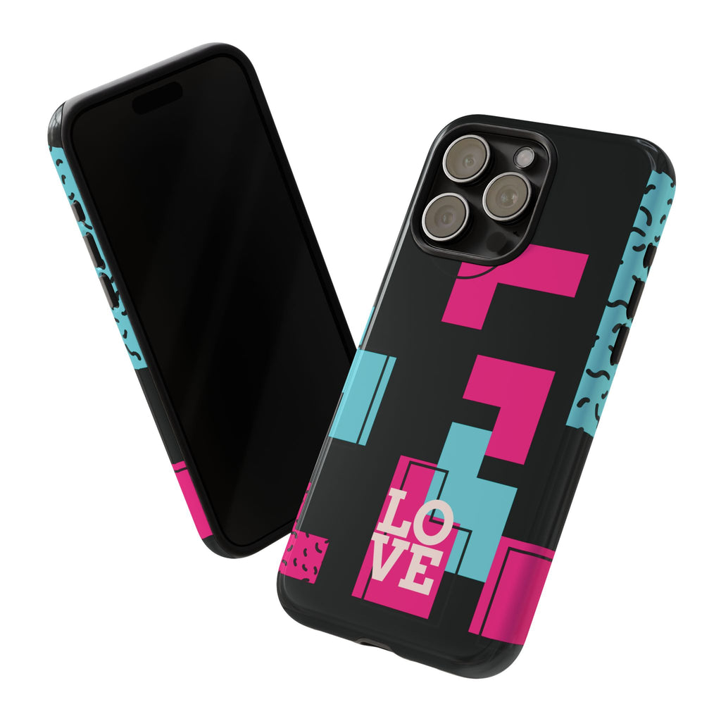 Retro Blocks LOVE Tough Case for iPhone, Galaxy or Google Pixel
