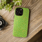 Neon Green Gold Leopard Tough Phone Case iPhone, Galaxy, or Google Pixel