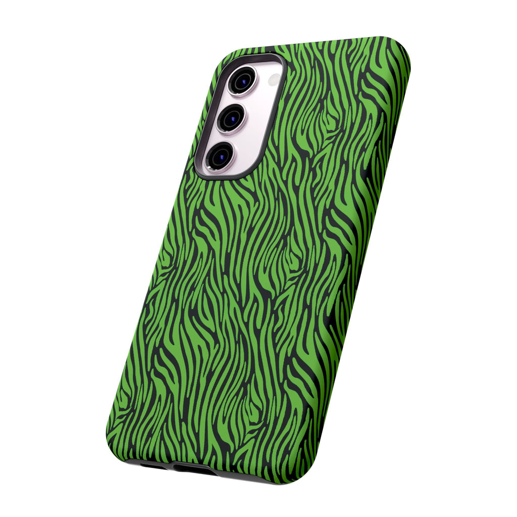 Neon Green Zebra Tough Phone Case iPhone, Galaxy, or Google Pixel