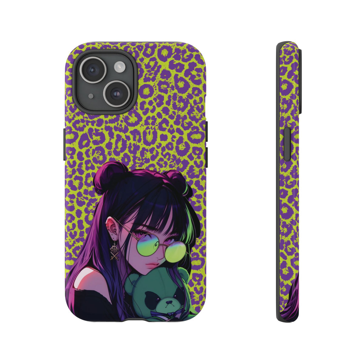 Purple Neon Lime Leopard Kz Tough Case for iPhone, Galaxy, or Google Pixel