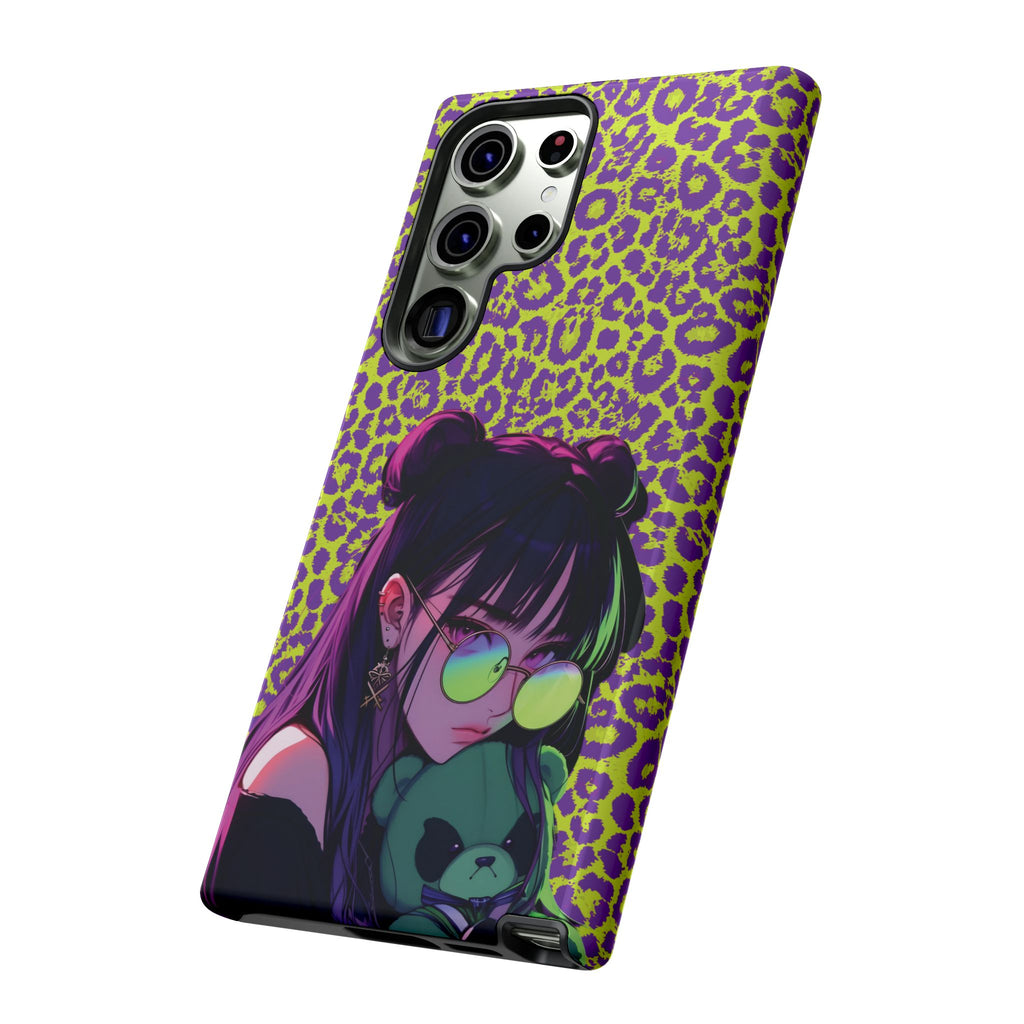 Purple Neon Lime Leopard Kz Tough Case for iPhone, Galaxy, or Google Pixel