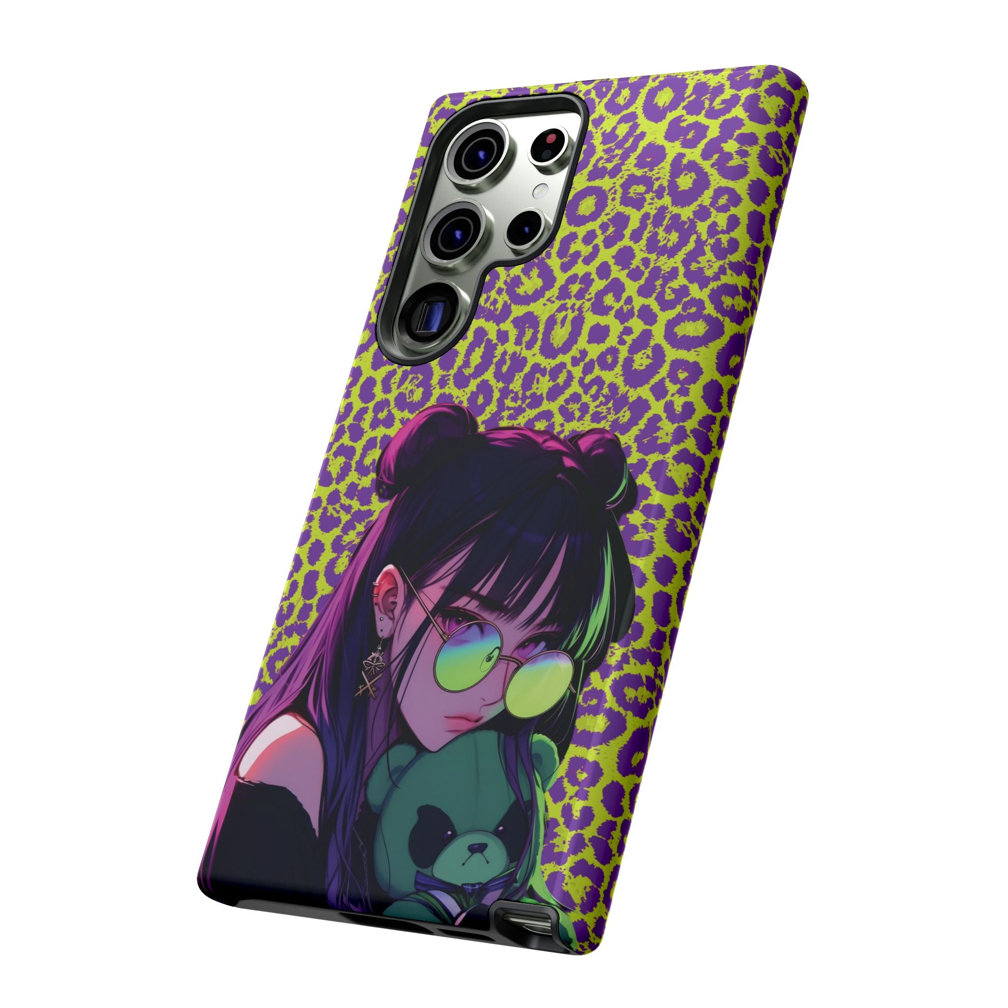 Purple Neon Lime Leopard Kz Tough Case for iPhone, Galaxy, or Google Pixel
