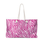 Pink Zebra Eco Friendly Weekender Bag, Travel Tote, Beach Bag
