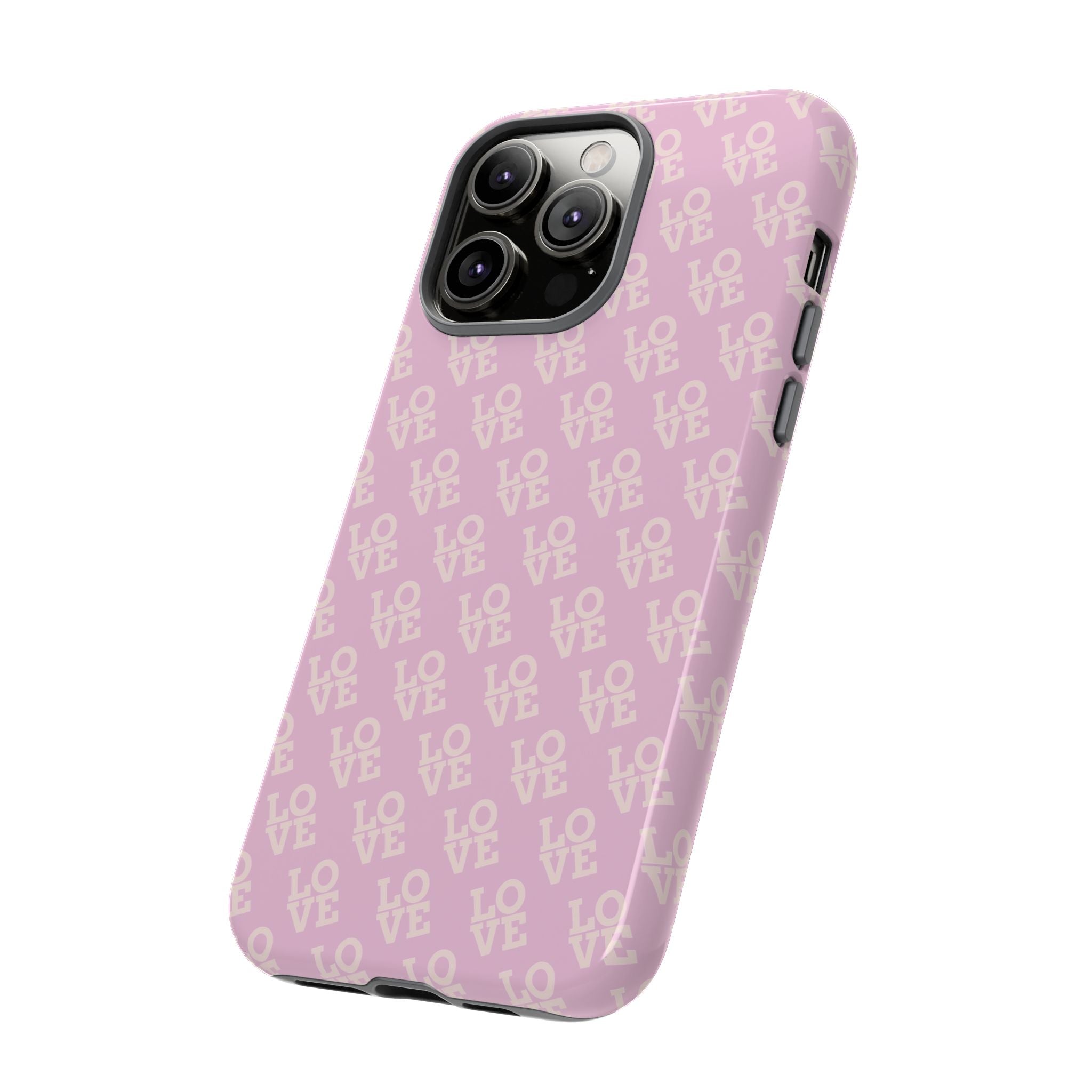 LOVE Pink Tough Phone Case for iPhone, Galaxy, or Google Pixel