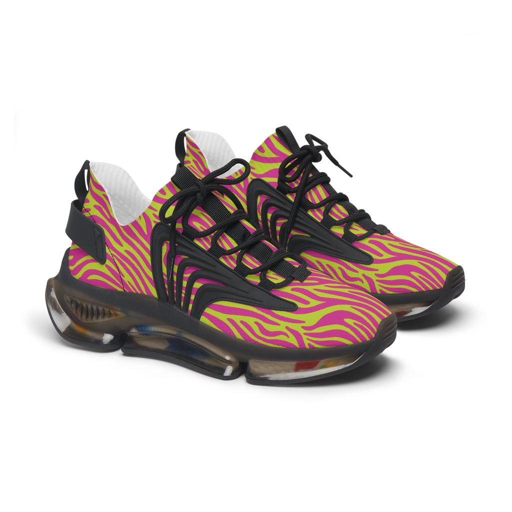 Neon Pink Lime Zebra Women's Mesh Sneakers