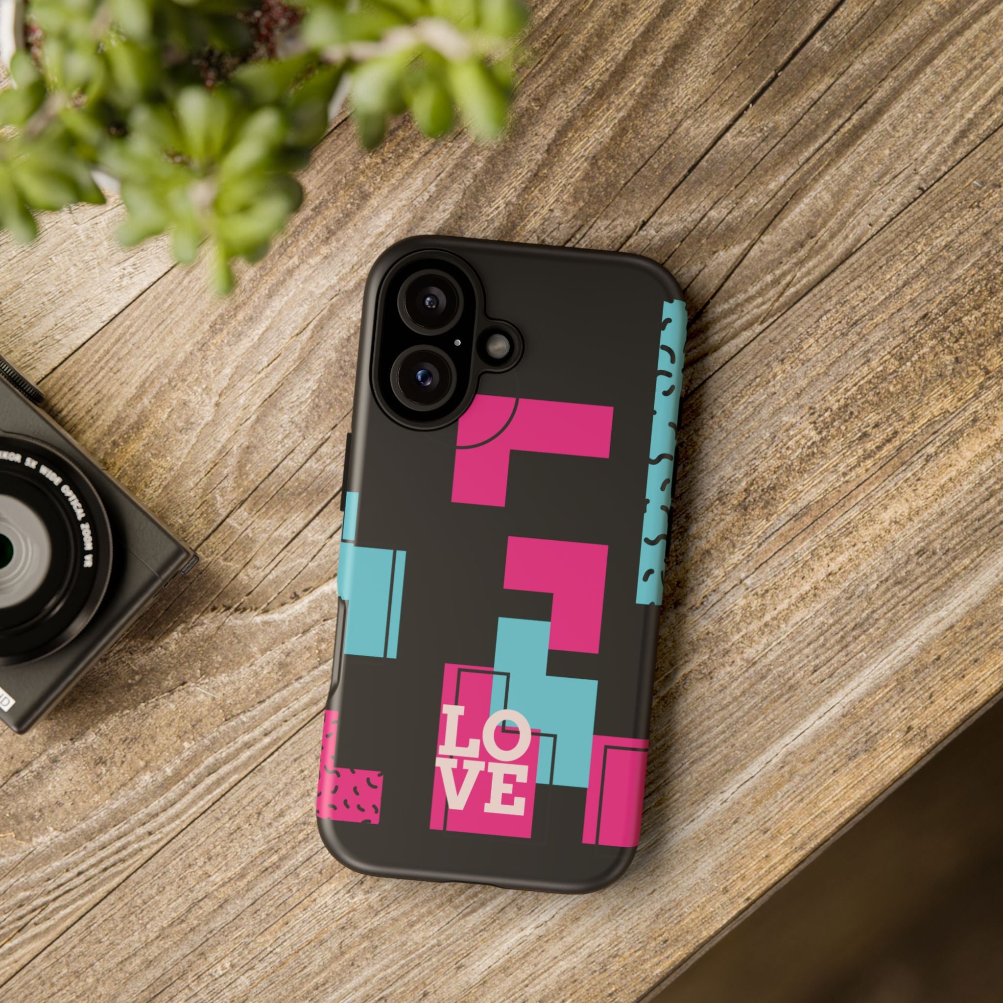 Retro Blocks LOVE Tough Case for iPhone, Galaxy or Google Pixel