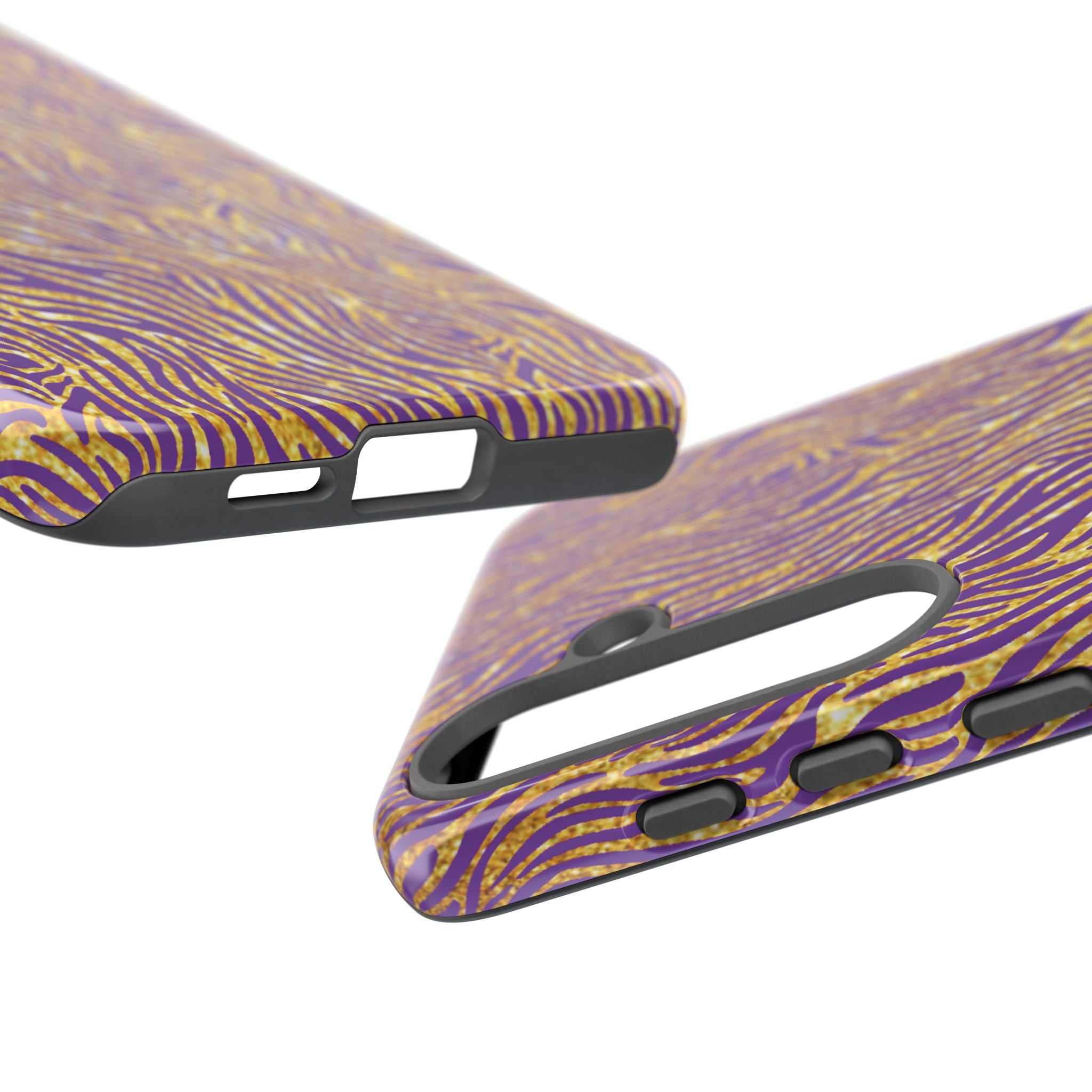 Vibrant Purple Gold Zebra Tough Phone Case iPhone, Galaxy, or Google Pixel