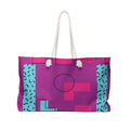 Retro Blocks Magenta Eco-Friendly Weekender Bag, Travel Tote, Beach Bag