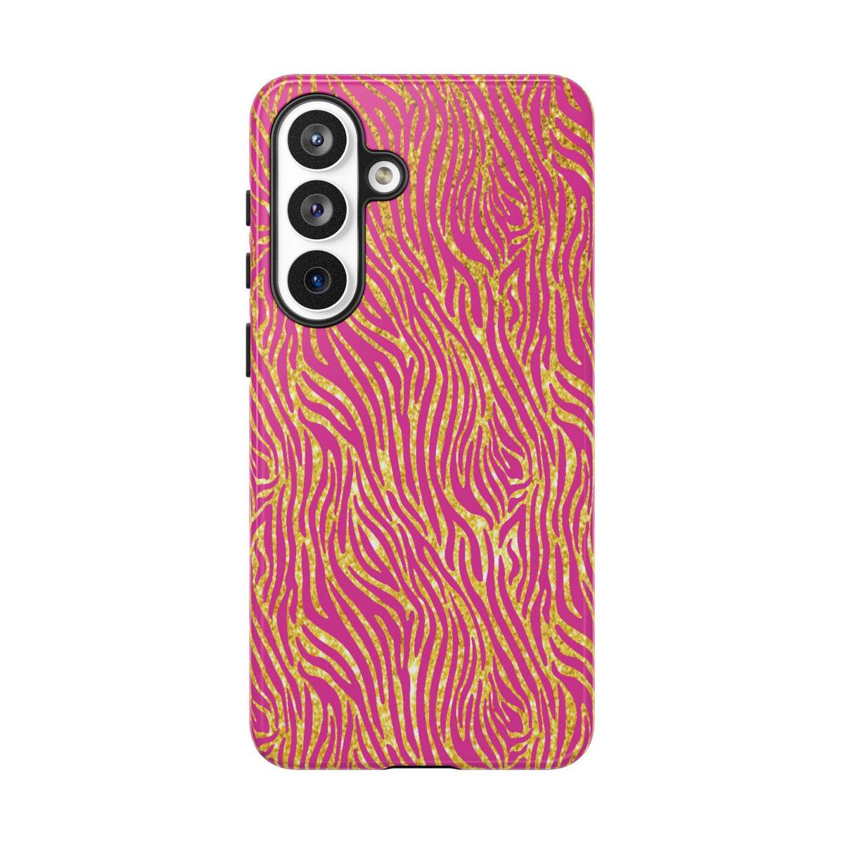 Pink Gold Zebra Print Tough Case for iPhone, Galaxy, or Google Pixel