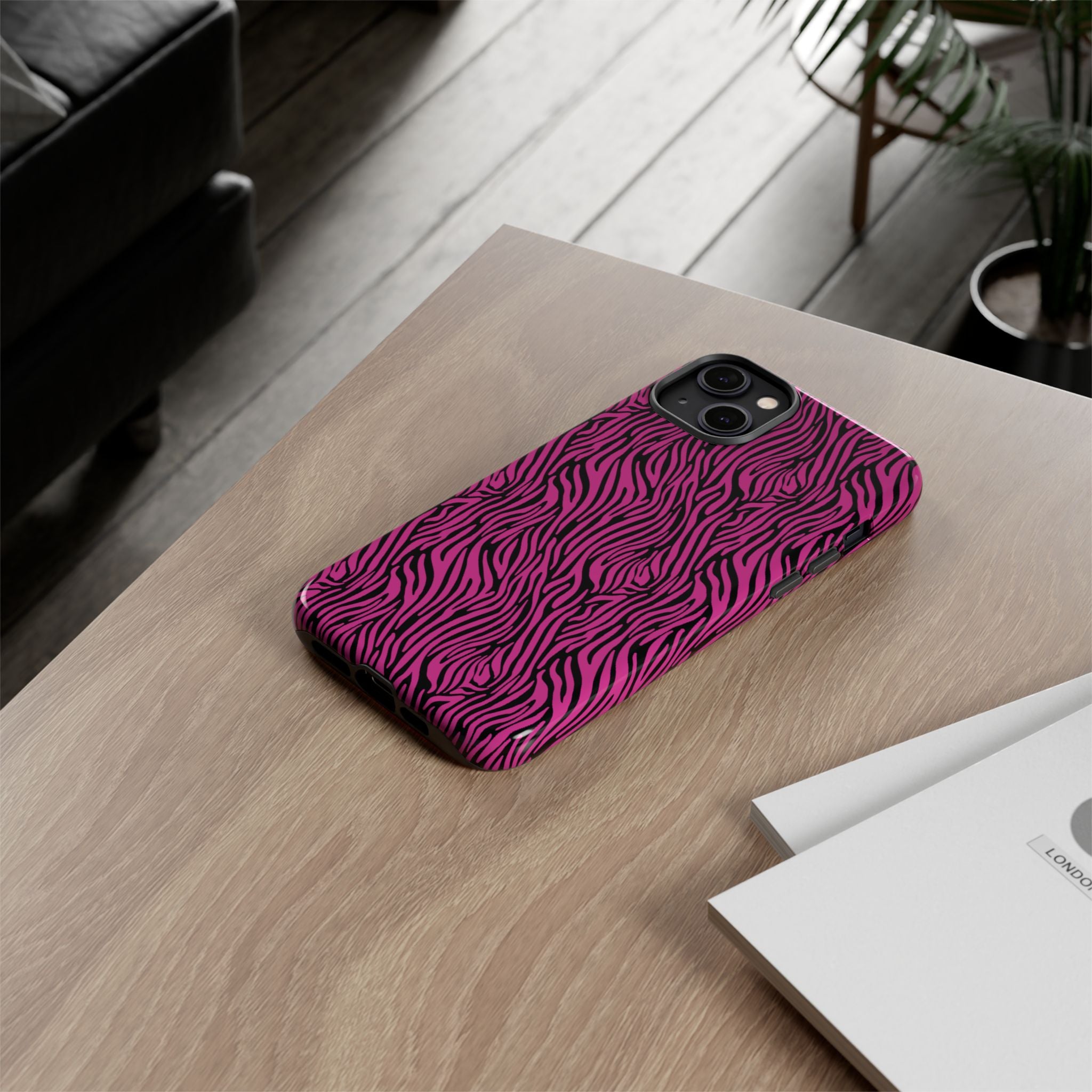 Pink Zebra Tough Phone Case for iPhone, Galaxy, or Google Pixel