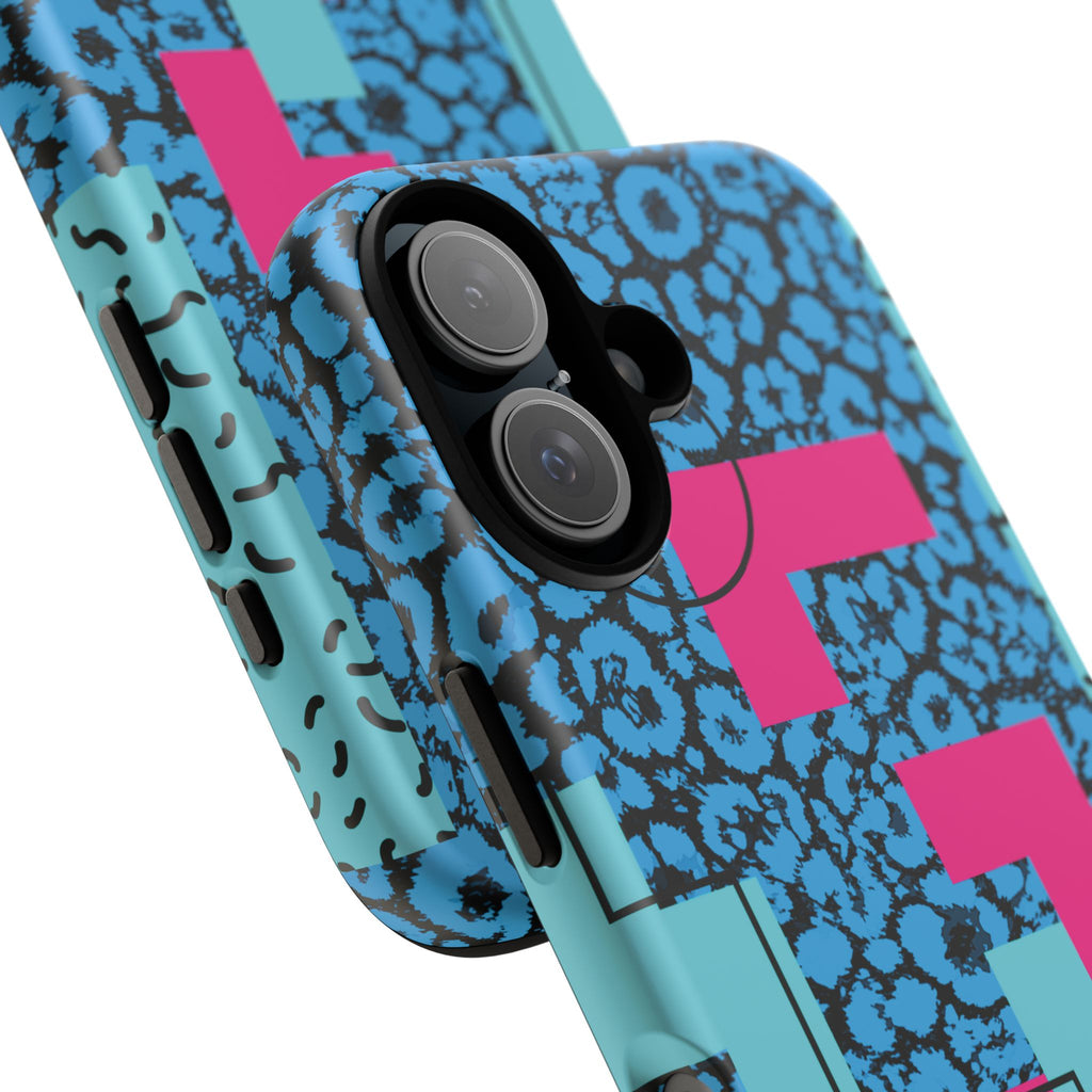 LOVE Blue Leopard 80s Vibe Tough Case for iPhone, Galaxy, or Google Pixel